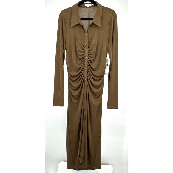 Good American Good Touch Button Front Midi XL Mocha - Picture 3 of 8